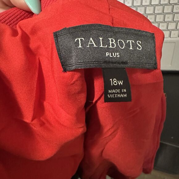 Women's Talbots Knit Band Jacket Plus Size 16 Red Utility Military Blazer Work - Picture 5 of 7